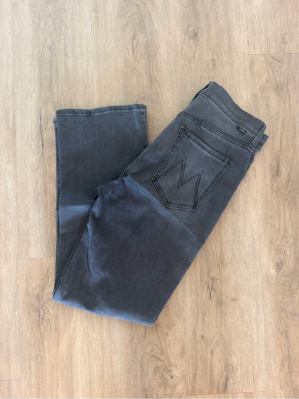 MOTHER denim tripper ankle bootcut jeans gray black